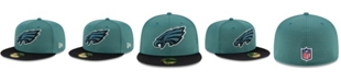 New Era Men's Midnight Green,BlackPhiladelphia Eagles 2021 NFL Sideline Road 59FIFTY Fitted Hat